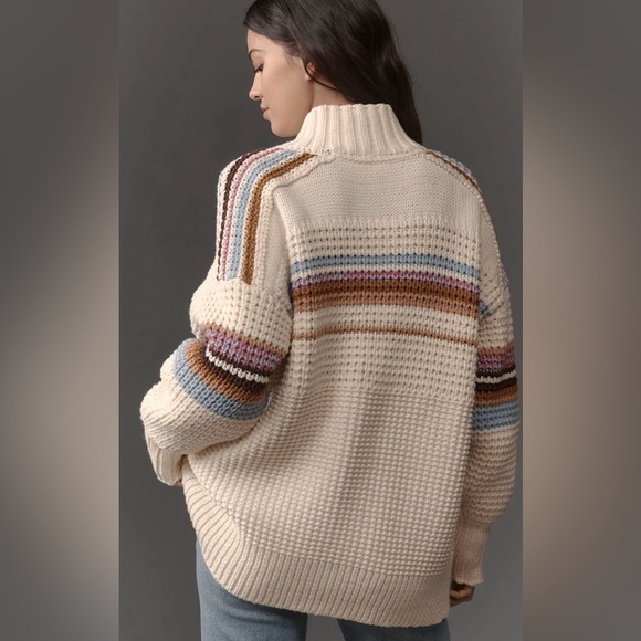 Anthropologie x Maeve High-Collar Mixed-Stitch Cardigan Sweater Size XS NWT - Picture 2 of 12